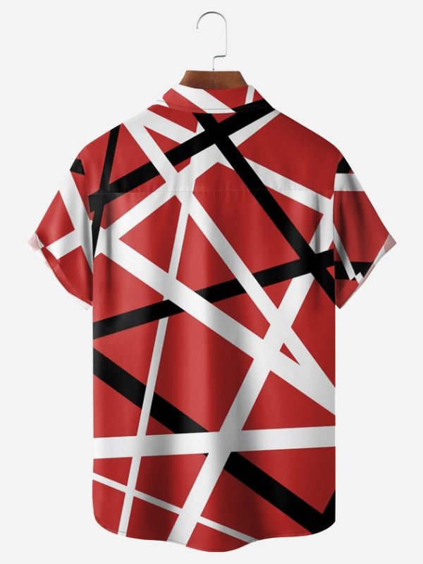 5caa89f505a80157786628d9ecac1abba6410f6ce6bd7583f3b61b0dac7d0828.jpg Geometric Lines Chest Pocket Short Sleeve Casual Shirt