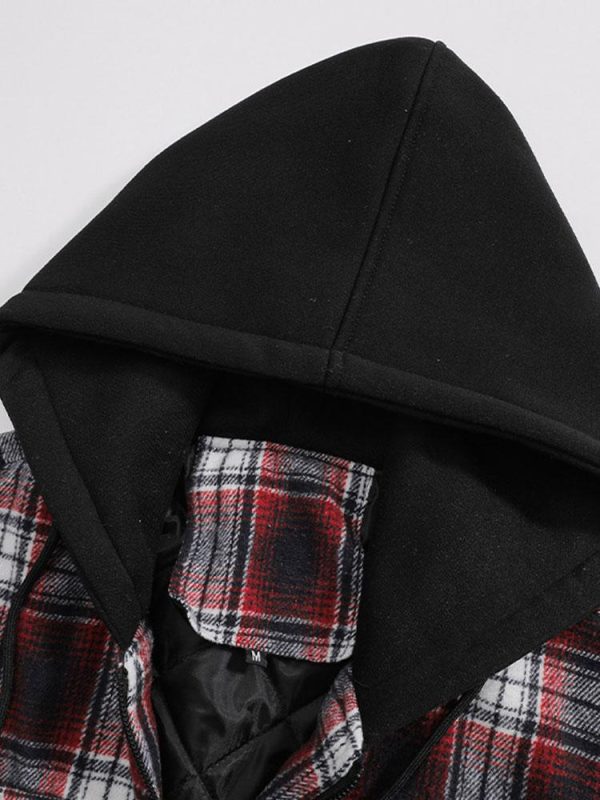 5effcfa8fde1d9b0c28886a1a2fe90d2ea3ea180be3b2f89052272b23809366f.jpg Quilted Lined Flannel Hooded Plaid Coat
