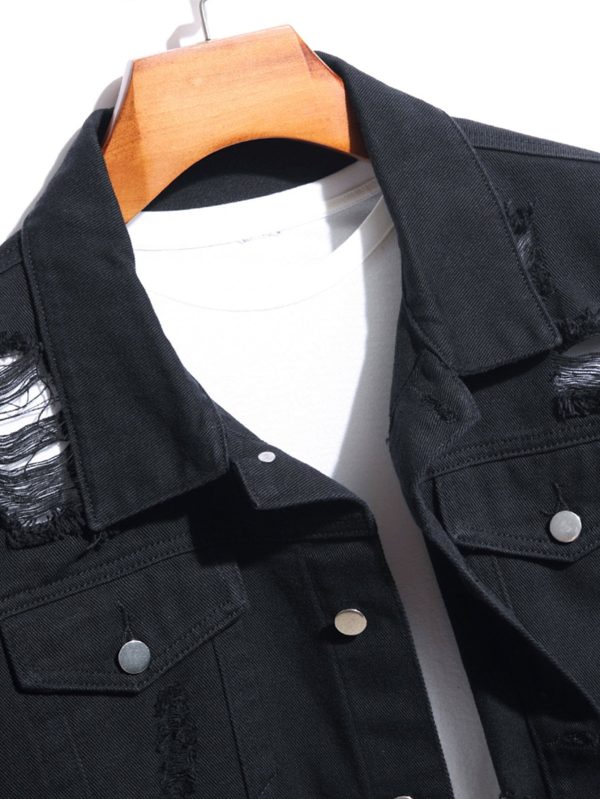Man Ripped Denim Jacket