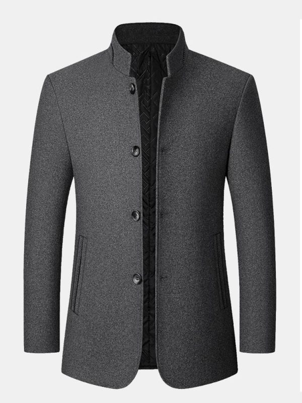 650e52307a19bcf1d0f759bf6638ca488aaf92e327a201bdccb7586e0489a6ad.jpg Stand Collar Wool Blended Blazer