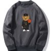 Basketball Bear Print Sweatshirt & Jogger Pants