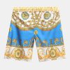 Baroque Print Button Up Shirt & Shorts
