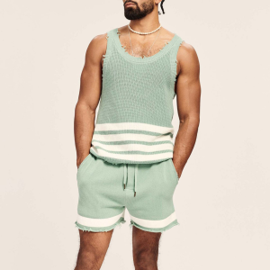 6a4b43d1bfe3cfefd71ffc768cb286698030249a438f4febbb423558ab5ffb72.png Suitmens Men's Casual Knit Sleeveless Athletic Shorts Set 02