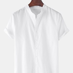 6db132a8c876ab31b8ee67e6a7df80300fc222fab680de0834c53c5fb9da8bcf.jpg Linen Look Short Sleeve Basic Shirts & Swim Shorts