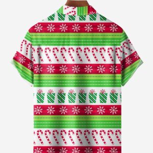 6e37df3c559c2ff90cf8eeadbc352edca2fdd4ef133e00b2861b64854d04d434.jpg Christmas Big Foot Chest Pocket Short Sleeve Casual Shirt