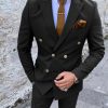 7049dd27624159f7169757a45d912b01cd23fb4378fab6a12447454bdba3fd1a.jpg Business Solid Lapel Collar Double Breasted Blazer & Pants 2Pcs Set