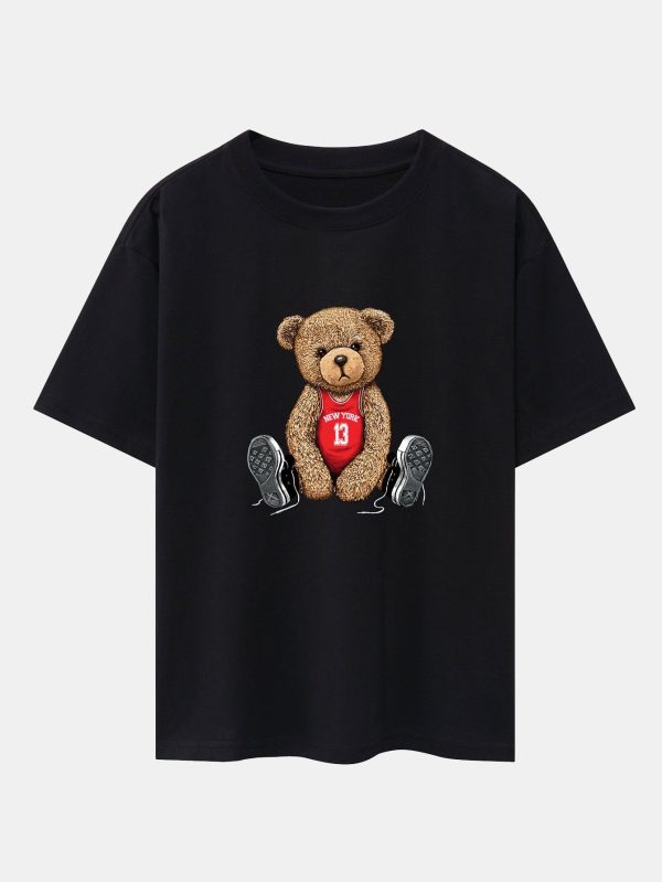 740f97db4b472ee1c9dd6edb2b86ea2a19ad4558fc85ca5abac6efc836132bde.jpg New York Bear Print Drop Shoulder Oversize T-Shirt