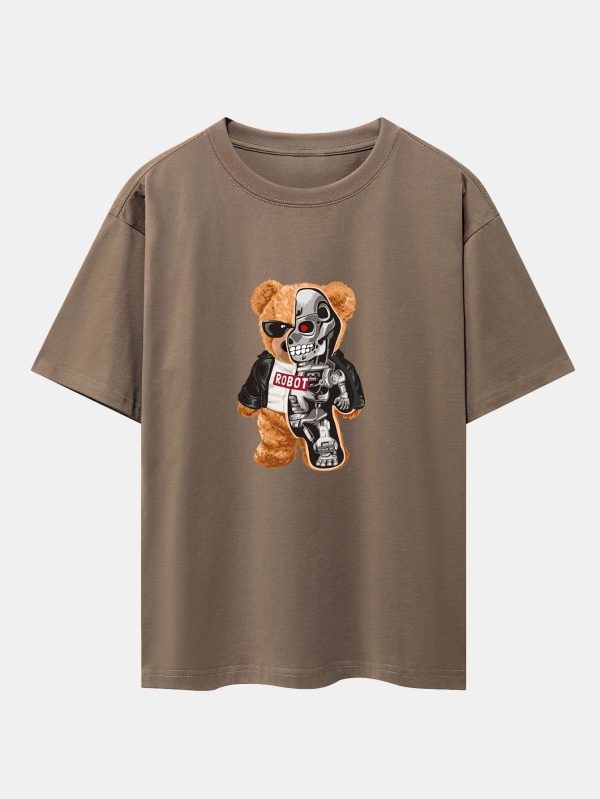 74c2227ee6758afbc445c801a4245935d4f63a363559f8b1e7b1cb723b29e7fa.jpg Robot Bear Print Heavy Weight Oversize T-Shirt