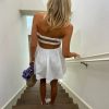 Ruffle Plain Off-Shoulder Mini Dress