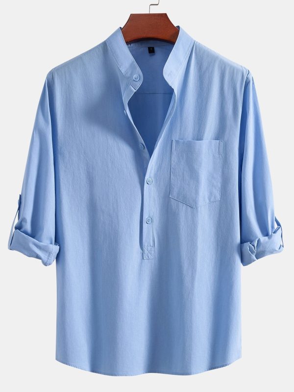76c73ad2f4ab233c5d4f3f6b535a3f50788fa1fe81fe47ff971094cf97d4b1f8.jpg Long Sleeve Linen Look Henley Collar Shirt