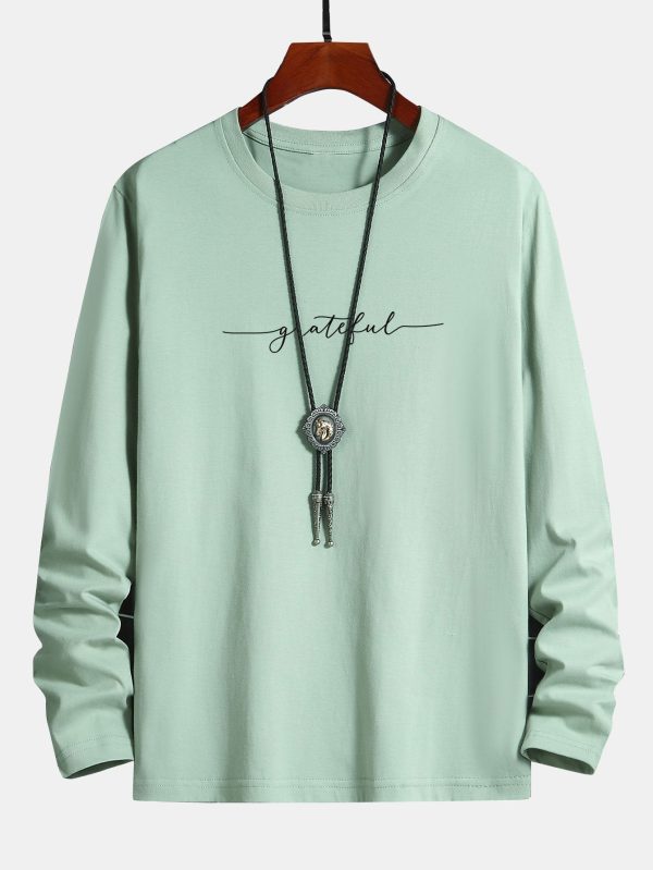 78bc1cef597d4f5a542e6a8c8bf8bb492c85d692e26cc958abfa64c684f2d770.jpg Long Sleeve Grateful Print Cotton T-Shirt