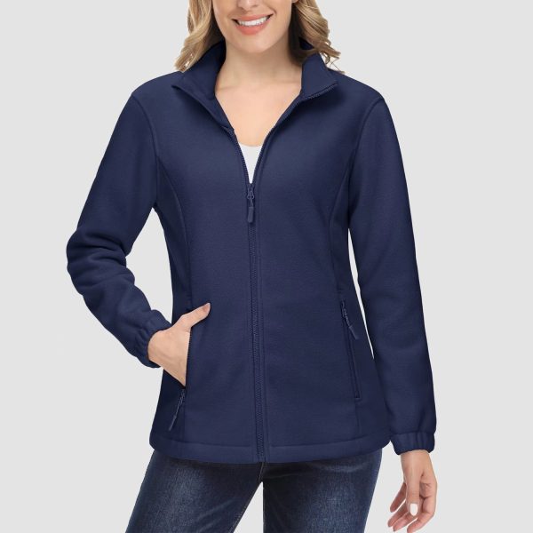 794e8baa15f63528be7fc989d6edc2bdc49455af81b9adcf62acab482098c2d3.jpg Women's Fleece Jacket Soft Full Zip Warm Long Sleeve with 2 Zipper Pockets Winter Jackets