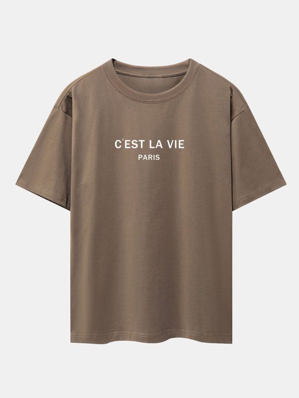Paris Letter Print Dropped Shoulders Oversize T-Shirt