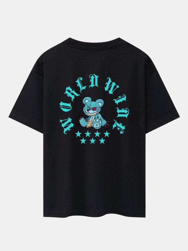 7b8f2ce121797f21c3e77da14baf73e66402e459469477de3199772d58bc61ae.jpg Evil Bear Back Print Heavy Weight Oversize T-Shirt