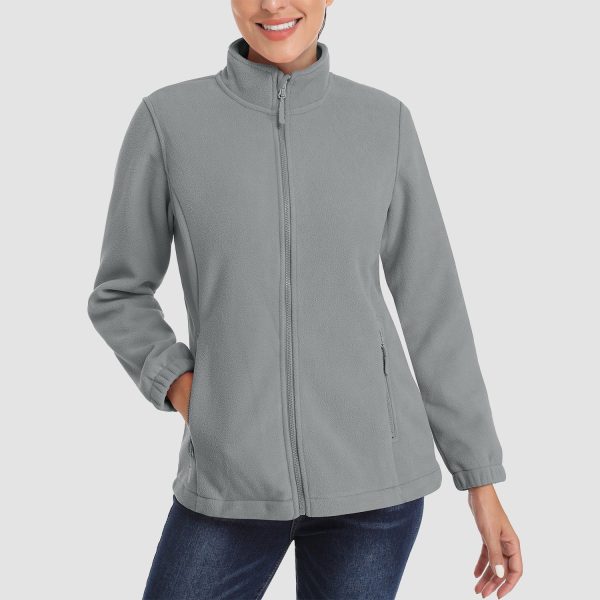 7f519eac28a875d012e8835a6b180dbb3c101473070e094660adff26803edbdf.jpg Women's Fleece Jacket Soft Full Zip Warm Long Sleeve with 2 Zipper Pockets Winter Jackets