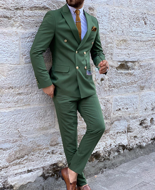 87232f40389e0772acb8418cc34298f6b0da8693d71d0fdc93c5de58d8ed81b1.jpg Business Solid Lapel Collar Double Breasted Blazer & Pants 2Pcs Set
