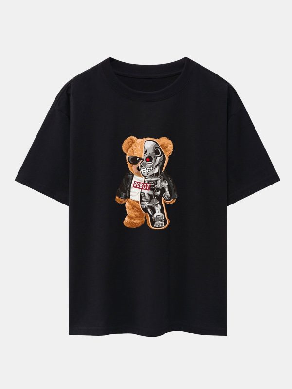 89ab720f18c551dc734eaecc7c6908ce875a36e0fa43c25094cc52dbc1708927.jpg Robot Bear Print Heavy Weight Oversize T-Shirt
