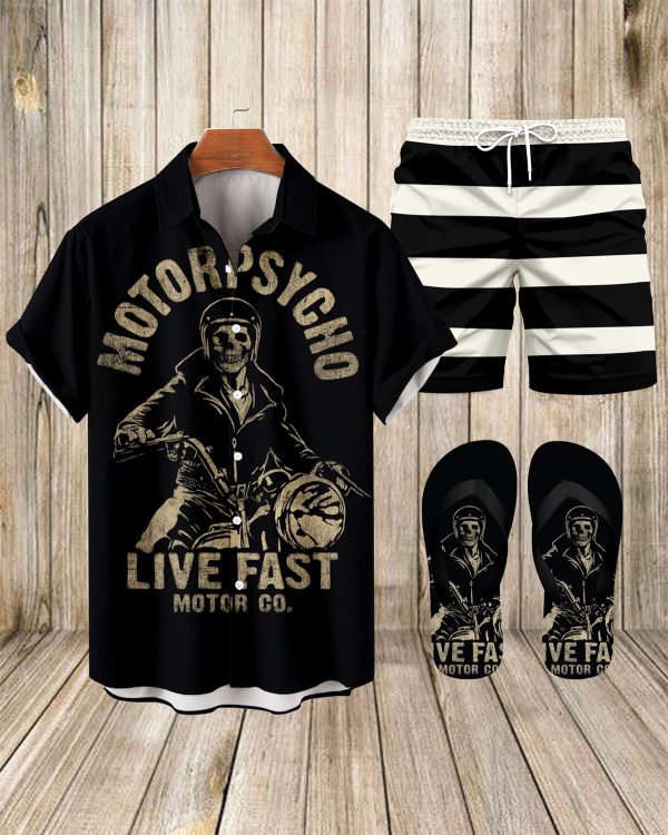 8f3c3da0283601fc884485b53b3133728bad3a20f3b26694237c884f703e5278.jpg Suitmens Men's Modified Motorcycle Print Shirt Three-Piece Set 065