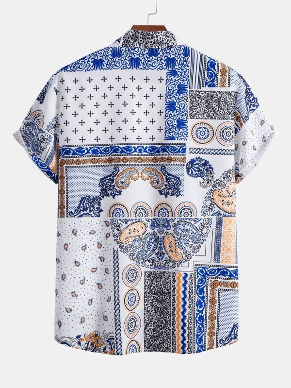 Paisley Patchwork Print Button Up Shirt & Swim Shorts