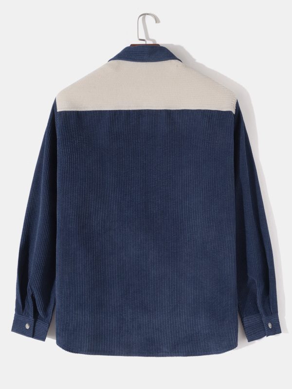 Long Sleeve Corduroy Patchwork Shirt