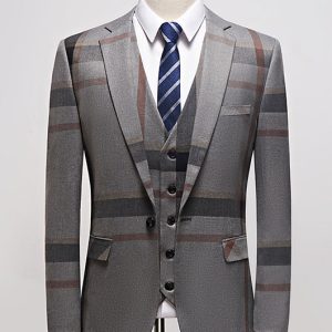 97459de5d9c4809863c753da044f8ca2b40951b6551f96aa64756d2f9d6f9766.jpg Business Plaid Print Lapel Collar Blazer & Blazer Vest & Pants 3pcs Set