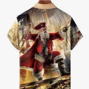 97f31cdb307cce5d514857b0ad1b57f55de89eb42267798fa0be48e05810fe81.jpg Christmas Pirate Santa Chest Pocket Short Sleeve Hawaiian Shirt