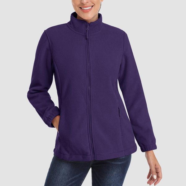 98c5fd01633c85c15559efdc8df7322c27ba8d13ec819f0951b2491d3dc00c87.jpg Women's Fleece Jacket Soft Full Zip Warm Long Sleeve with 2 Zipper Pockets Winter Jackets