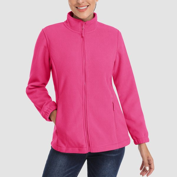 9c4afba0e40c440b7c2f43fab9d814b0a61b90cb1b73f3c18829d0164810aefb.jpg Women's Fleece Jacket Soft Full Zip Warm Long Sleeve with 2 Zipper Pockets Winter Jackets