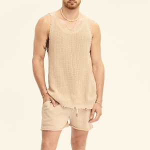 9d5538bf3858a7b47092cec356e91d6ddd970b15ab94949becfd4ca07db29978.png Suitmens Men's Casual Knit Sleeveless Athletic Shorts Set 05