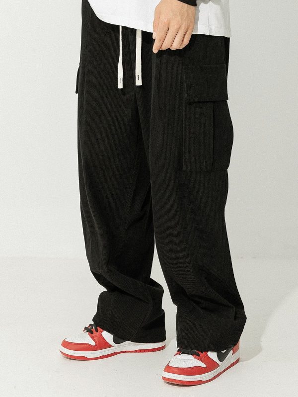 Los Angeles Print Heavy Weight Oversize T-Shirt & Loose Fit Corduroy Cargo Pants