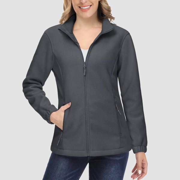 a15ab56cbdcb1b7d27c3f3c5f9539d0fb2ef09b2e2dfc656dcb3f224d4f0c48b.jpg Women's Fleece Jacket Soft Full Zip Warm Long Sleeve with 2 Zipper Pockets Winter Jackets