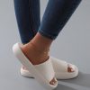 Fashion White Slippers For Women, Minimalist Single Band Slides