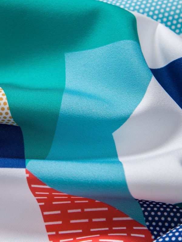a502f7c025ef0471d7f863e604aebb22da53dab5e4c18ab8f43f87d5cd64c819.jpg Color Block Geometric Print Shirt & Swim Shorts
