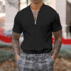Gentleman business short-sleeved fitness zipper T-shirt