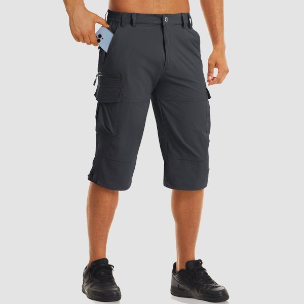 Men's Workout Gym Shorts with 7 Pockets Quick Dry 3/4 Capri for Hiking