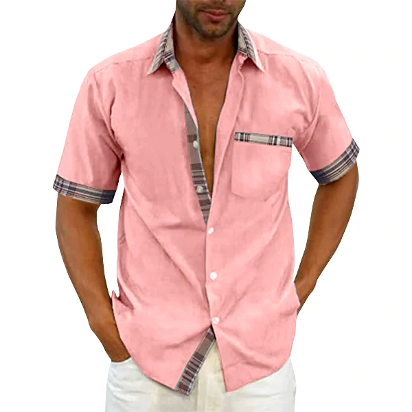 EvalonrealmTM Men's Casual Plaid Collar Button Summer Shirt