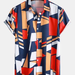 ac466a76480ff1c54a0237acdaaec87bcf22ffd9778d7e8eaee4ee6962af43a7.jpg Geometry Print Button Up Shirt & Swim Shorts