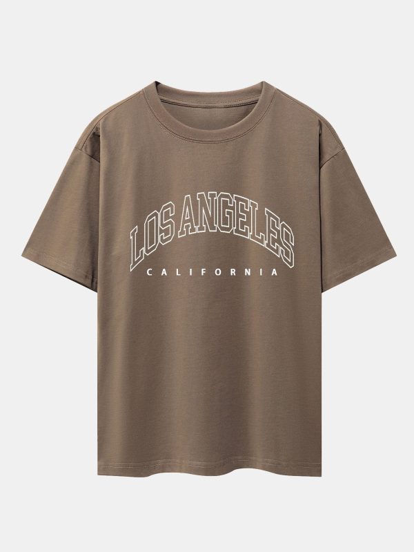 ac8721bc3cbb046c3b430b1e93c47043d1e2002bd9ba490fbe5ce63d526a0bb1.jpg Los Angeles Letter Print Drop Shoulder Oversize T-Shirt