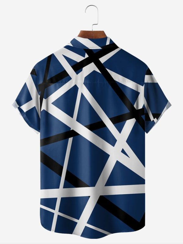 af180788e1850b2a25122618dc2d699947f3599afe866b3b957c39df9f5c670f.jpg Geometric Lines Chest Pocket Short Sleeve Casual Shirt