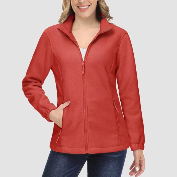b17b44dafa59537f25c5bb2654f4db8f89d08b418c62b211164829d735edf2c7.jpg Women's Fleece Jacket Soft Full Zip Warm Long Sleeve with 2 Zipper Pockets Winter Jackets