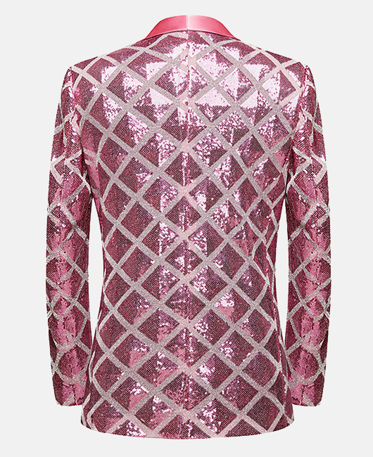 b4aae47c66a007be0a31474b6141b946eb0e490acc529623d664f062ca7917cd.jpg Elegant Plaid Sequin Shawl Lapel One Button Slim Fit Blazer