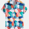 ba3ddc4a38050a6577872d1eda7049159fd4831c6a87e1dd7fda530b011f1b6a.jpg Color Block Geometric Print Shirt & Swim Shorts