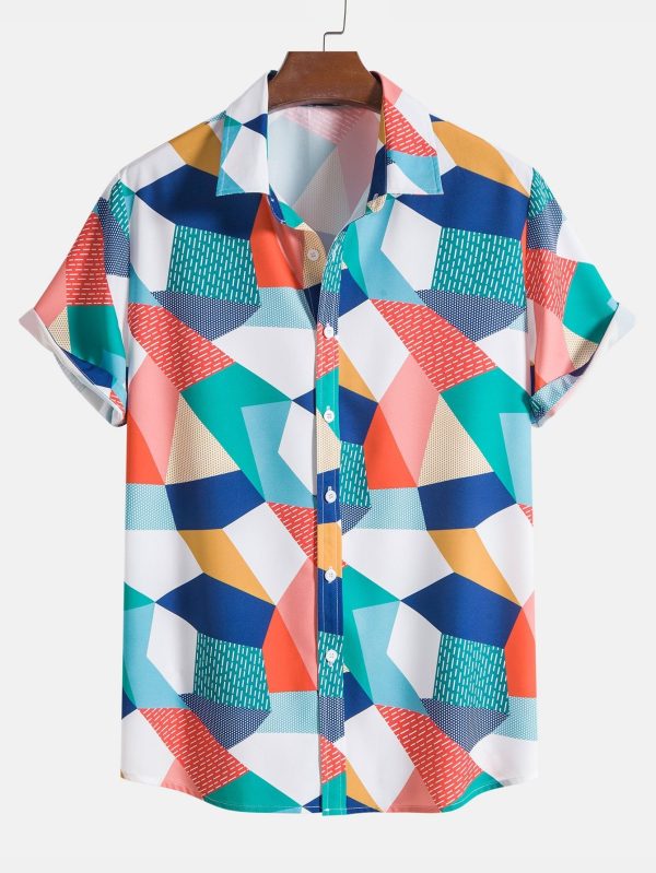 ba3ddc4a38050a6577872d1eda7049159fd4831c6a87e1dd7fda530b011f1b6a.jpg Color Block Geometric Print Shirt & Swim Shorts