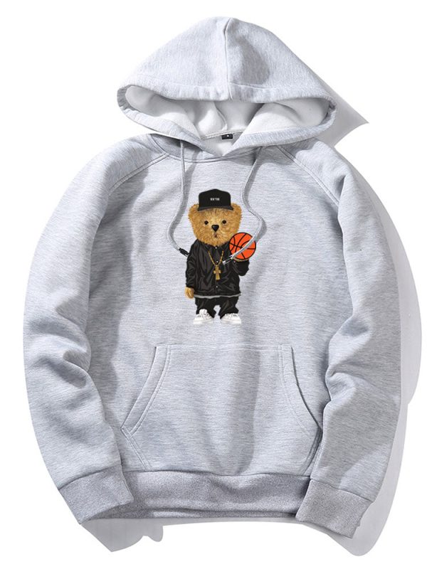 Basketball Bear Print Hoodie & Jogger Pants