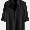 ba81dc75da560f4f09962615268d83f403daae35f67b7bf9ac74f4f3e286d8fa.jpg Long Sleeve Linen Look Henley Collar Shirt