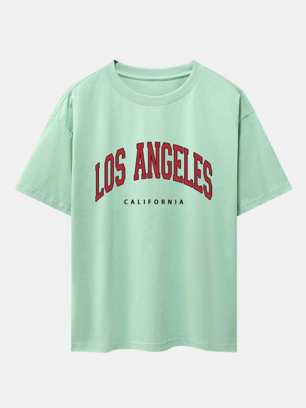 bcccb8211d09338e9e2ddbfda60ae9152744ec44550fe12f59ff4062c47c68f9.jpg Los Angeles Print Drop Shoulder Oversize T-Shirt