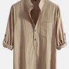 bda95bddaf28eb652760894fb222f6033f9fae7af49c0f54d64029bb327dee96.jpg Long Sleeve Linen Look Henley Collar Shirt