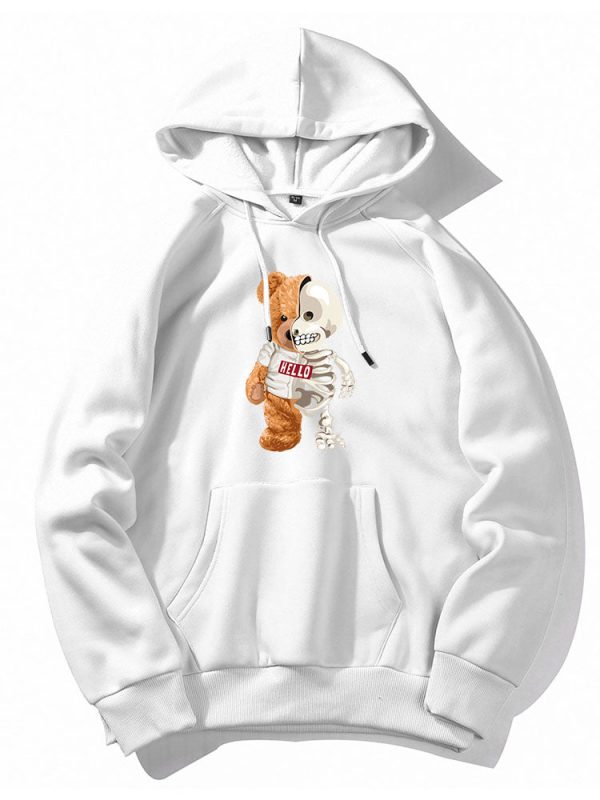 Skeleton Bear Print Hoodie
