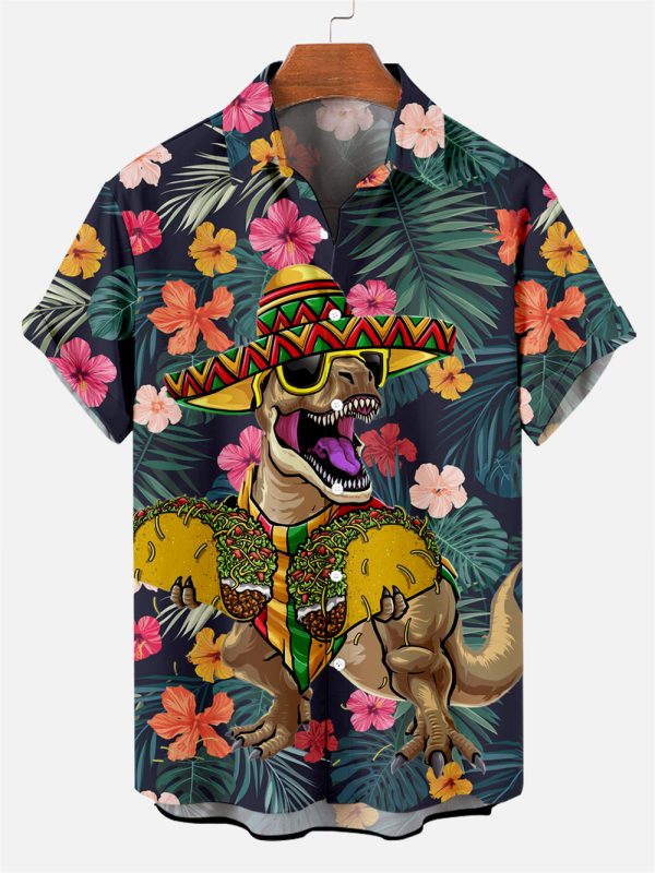 Suitmens Men's Tiki Party Hawaiian Vacation Print Three-Piece Set 029