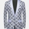 c1445884167ea27781670bf66bea600f7e82e500a4ba457a02b93b878c00d20b.jpg Elegant Plaid Sequin Shawl Lapel One Button Slim Fit Blazer